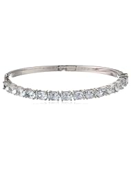 Sterling Silver Aquamarine Bangle Bracelet, 7"