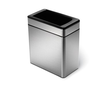 simplehuman Profile Open Trash Can, Brushed Stainless Steel, 10-Liter/2.6-Gallon