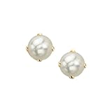 14K Yellow Gold Prong Set 5 MM Pearl Earring Studs