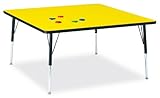 Kydz Activity Table - Square - 48" X 48", 24" - 31" Ht - Yellow - School &  ....
