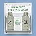 [Item]: Eye/Face Wash Station [Additional Info]: Eye/Face Wash Station Provides Quick Initial Flushing for Alkali and Acid Emergencies. This durable plastic station conveniently comes with two 16 oz., wide-mouth bottles of saline solution. Safety-sealed