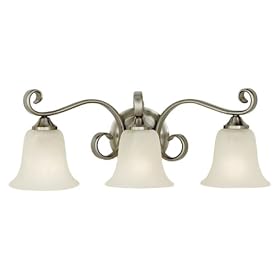 Murray Feiss VS10403-BS Three-Light Vista Collection Vanity Strip, Brushed Steel with White Alabaster Glass Shades