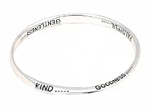 Bracelet - B160 - Bangle Style Inscribed with " "Love.. Joy.. Peace.. Patience.. Kind.. Goodness.. Faithful.. Gentleness.. Self-Control.." ~ Silver Tone Metal