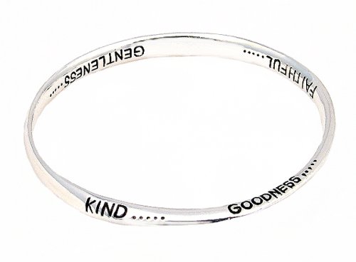 Bracelet - B160 - Bangle Style Inscribed with Love.. Joy.. Peace.. Patience.. Kind.. Goodness.. Faithful.. Gentleness.. Self-Control.. ~ Silver Tone Metal
