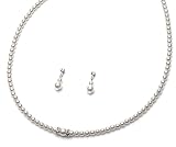 Bridesmaids Pearl Jewelry Set w/ Rhinestones, Wedding Necklace & Earrings 554