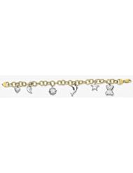 Heart, Moon, Sun, Dolphin, Star, Teddy Bear Gold Charm Bracelet 7"