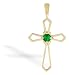 14K Yellow Gold Genuine Round Emerald Cross Pendant