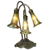Dale Tiffany 1704/268 Lily Accent Lamp, Antique Bronze/Verde and Glass Shade