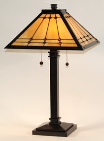 31%2BGL%2BN3pxL Dale Tiffany Jeweled Mission Bronzed Metal Table Lamp with Leaded Glass Shade