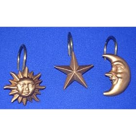 Celestial Moon Star SHOWER CURTAIN HOOK ring bath decor