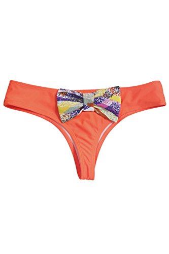 Pink Queen® Women's Sexy Candy Color Bow Brazilian Bikini Bottom Swimwear