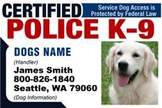 PERSONALIZE Dean &amp; Tyler "CERTIFIED POLICE K9 #2" Dog ID Badge Bundle - 1 Handler's Custom ID Badge - 1 Dog's Custom ID Badge - Design#2 - Horizontal