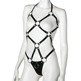 Allure Leather Leather Harness Teddy, One Size, Black