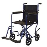 Transport Chair with Belt & Feet Rest, Blue, 19 Inches # EJ768-1 - 1 Ea