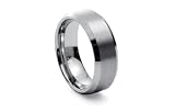 Tungsten Carbide Ring Flat Center Satin High Polish 8mm