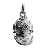 British Jewellery Workshops Silver 18x12mm solid Deep Sea Divers Helmet charm