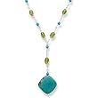 16"+2" Extension Peridot & Swarovski Crystal Necklace with Turquoise Drop