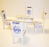 Blue & White Porcelain Miniature Table & Chairs - Set of 5