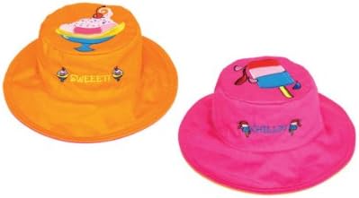 FlapJacks Kid's Sweet/Chillin Reversible Sunhat, Pink/Orange, Large (2-4 Years)