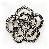 Sterling Silver Marcasite Rose Pin