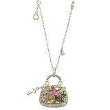 14K Two Tone Gold Smoky Quartz, Lemon Quartz & Diamond Necklace