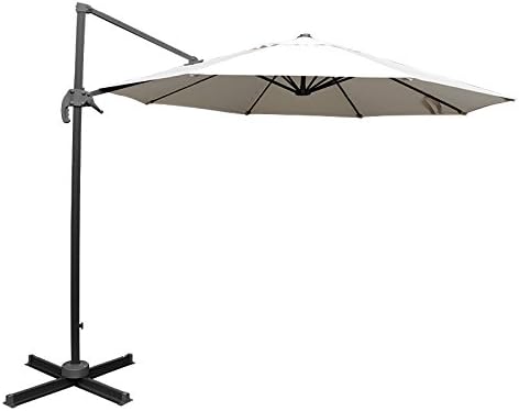 OUTT 10' Outdoor Patio Garden Luxury Cantilever Umbrella Sunhade & Stand Cream Color
