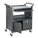 Rubbermaid Commercial Plastic Service Cart with Cabinet and Sliding Drawer, 2 Shelves, Black, 200lbs Capacity, 37-1/4" Height, 33-5/8" Length X 18-5/8" Width