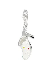 SilberDream Charm clog shoe white, 925 Sterling Silver Charms Pendant with Lobster Clasp for Charms Bracelet, Necklace or Earring FC629