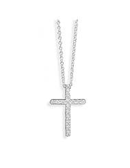 MMA Silver - 16 inch CZ Cross Necklace