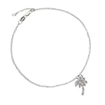 Sterling Silver Cubic Zirconia Palm Tree Anklet