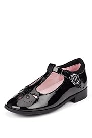 Coated Leather T-Bar Patent School Shoes