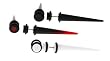 Set of 3 Acrylic Fake Tapers - White, Black, Red and Black with Red Star Logo - 16g Wire Stud - 2g Fake Taper - 3 Pairs