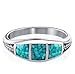 925 Sterling Silver Turquoise Gemstone inlay Southwestern Style 7mm Ring