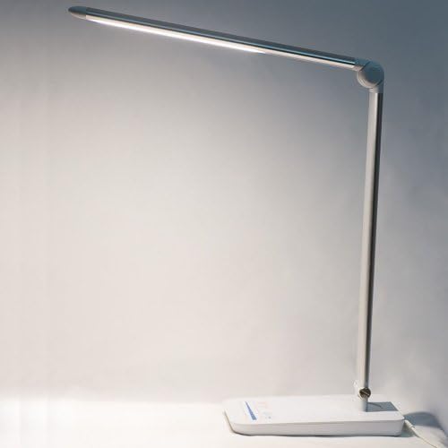 HMOMI LED Desk Lamp with Touch Control Dimmable Eye Protection Lighting for Working and Reading, 1 Minutes Off Timer & With USB Smart Phone Charging Port(Silver)
