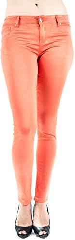 Women Skinny Jean in Colors (13, Coral)
