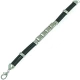 Black Strap Italian Charms Bracelet Link