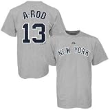 Majestic New York Yankees #13 Alex Rodriguez Ash Player Road T-shirt