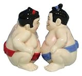 Japanese SUMO WRESTLERS Wrestling SALT & PEPPER Shakers Set New
