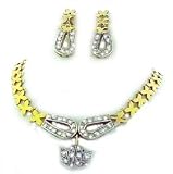 14k Yellow & White Gold & Diamond Vintage Necklace and Earring Set
