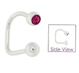 PINK Gem Lip Loop - Surgical Steel Labret Lip Ring Body Jewelry