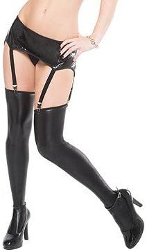 Darque Womens PVC Rubber Look Black Garterbelt
