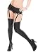 Black Wet Rubber Look Thigh High Stockings