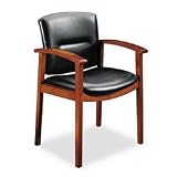 HON 5003JSS11 5000 Series Park Avenue Guest Chair, Black Leather/Henna Cherry Finish