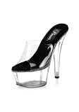 6 1/4 Inch Spike Heel Platform Women's Size Shoe With Rhinestone Trim