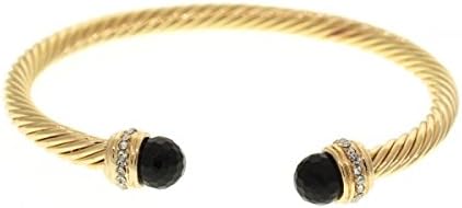 Black Resin Gold Tone Cuff Bracelet, Gold Tone Casting Cuff Bracelet with Black Resin Beads. Bracelet Is .35" H. Nickel and Lead Compliant.