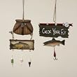 Check Your Fly and Fishing Creel - Fishing Ornaments Set of 2