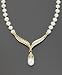 14k Gold Cultured Freshwater Pearl (8mm) & Diamond (1/5 ct. tw.) Necklace