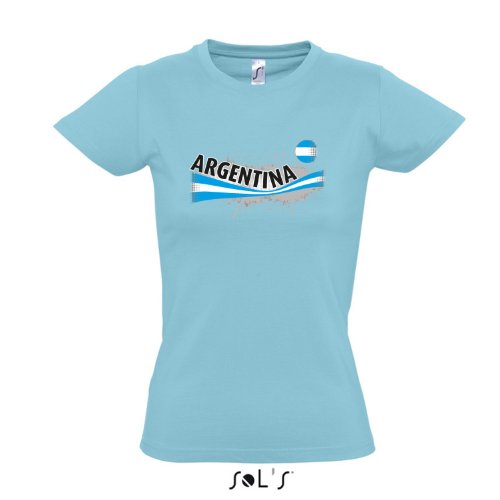 Fanshirt-Damen ARGENTINA, Argentinien Ländershirt EM / WM Trikot S-XXL , Atoll blue , L