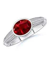 Oval Ruby Vintage Ring in White Gold