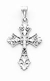 14k White Gold Filigree Cross Pendant